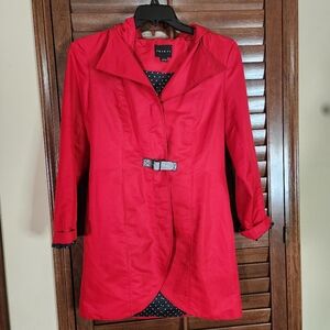 Tribal Red Trench Coat Mid-Length Water-Resistant